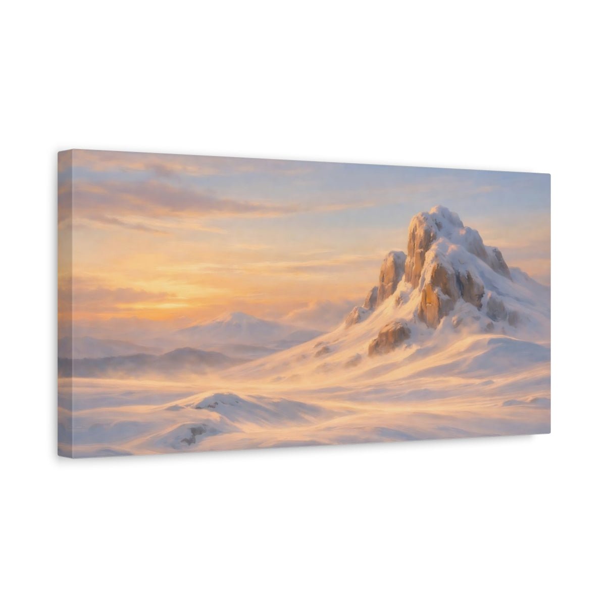 Nature Snowy Mountain Golden - Canvas Wall Art Print - YesArtYes