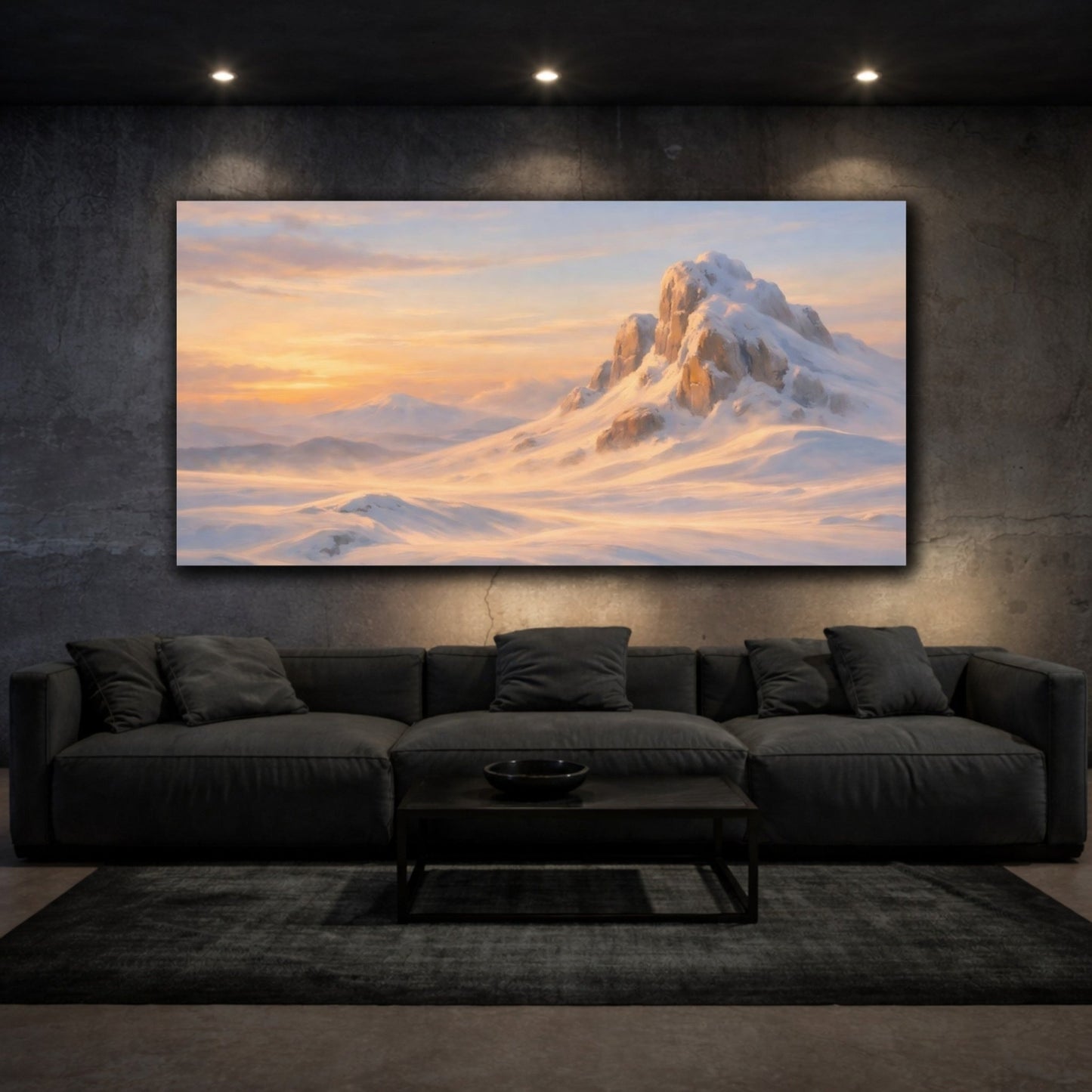 Nature Snowy Mountain Golden - Canvas Wall Art Print - YesArtYes