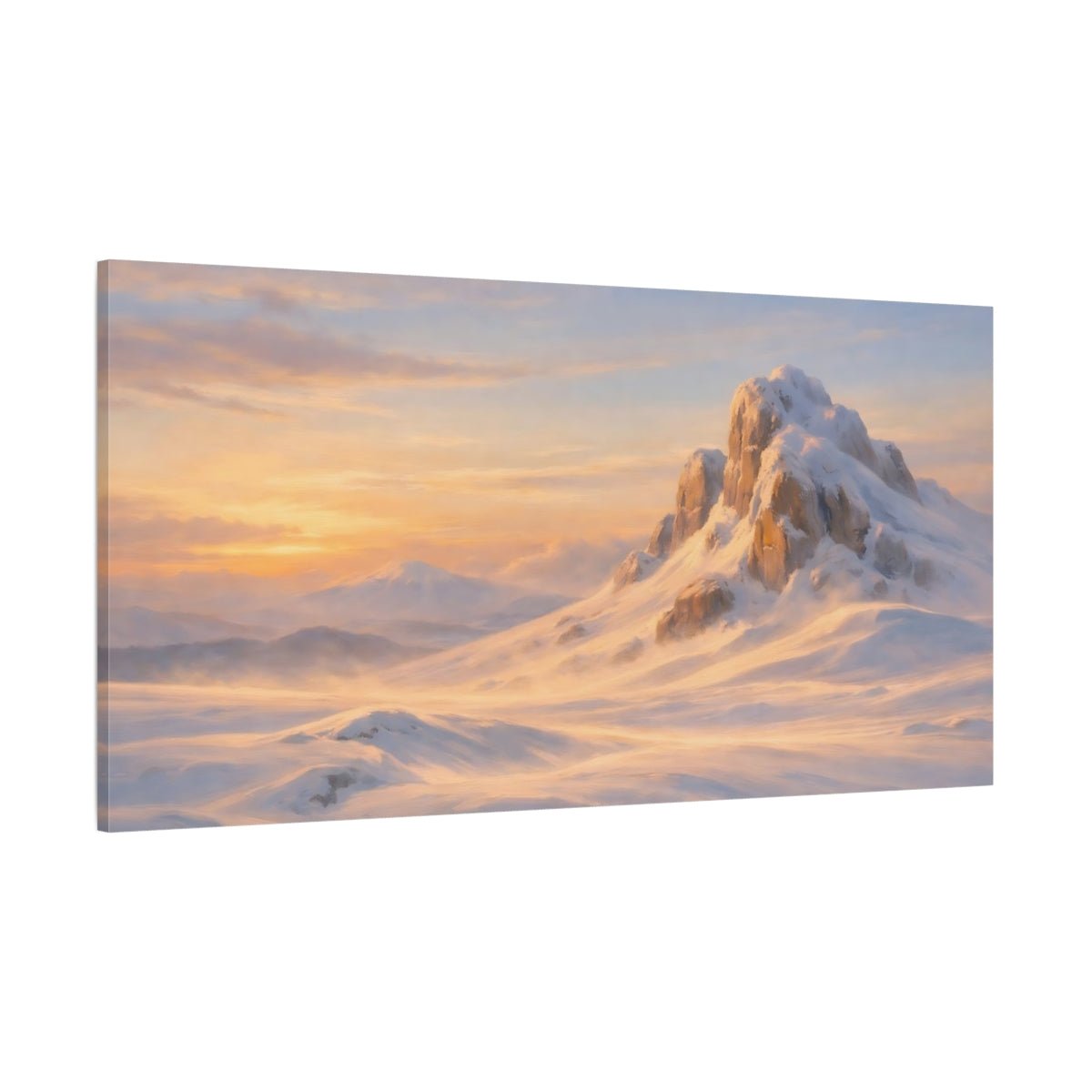 Nature Snowy Mountain Golden - Canvas Wall Art Print - YesArtYes