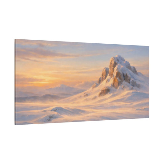 Nature Snowy Mountain Golden - Canvas Wall Art Print - YesArtYes