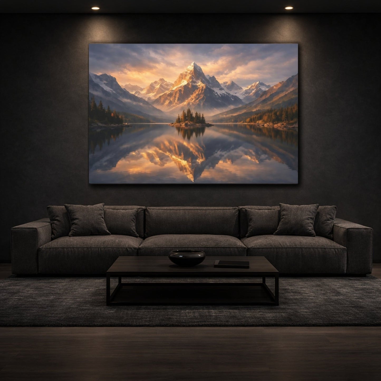 Nature Snowy Mountain Lake Landscape - Canvas Wall Art Print - YesArtYes