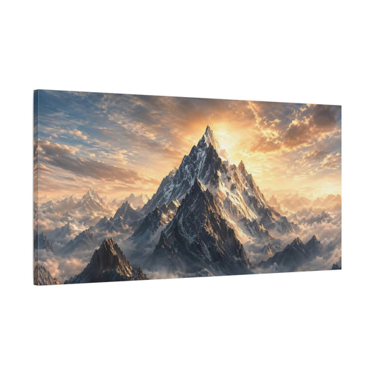 Main Mockup. Nature Snowy Mountain Mountain Landscape shown as stretched canvas wall art