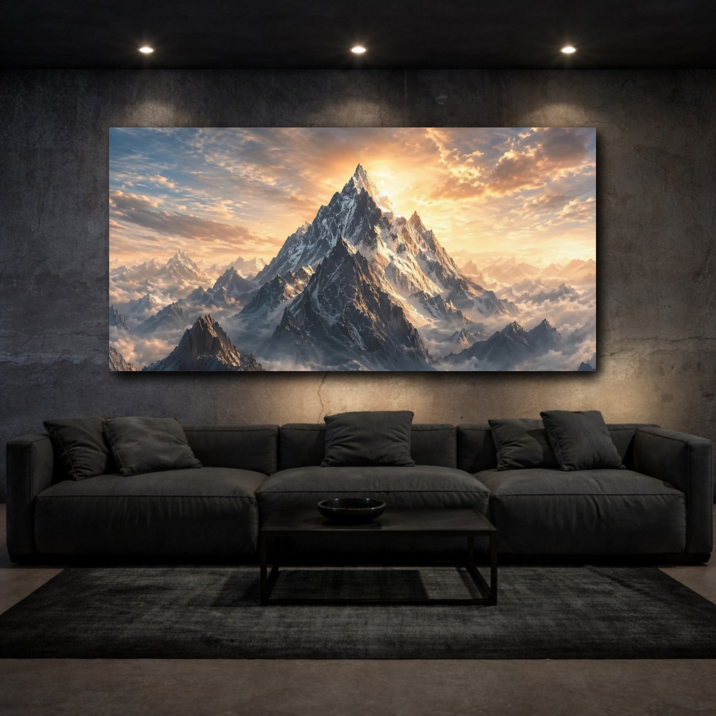 Mockup 2. Nature Snowy Mountain Mountain Landscape shown as stretched canvas wall art