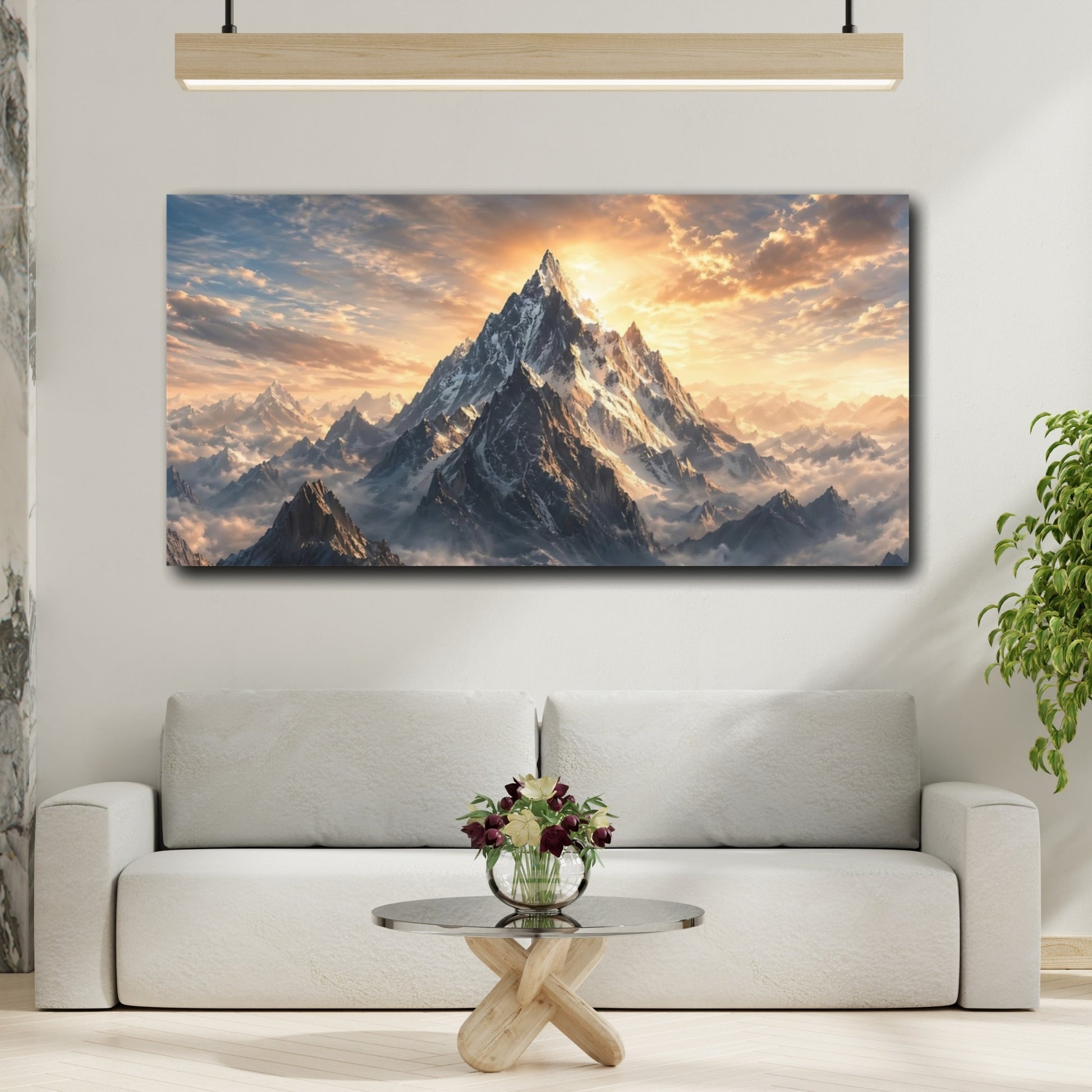 Mockup 3. Nature Snowy Mountain Mountain Landscape shown as stretched canvas wall art