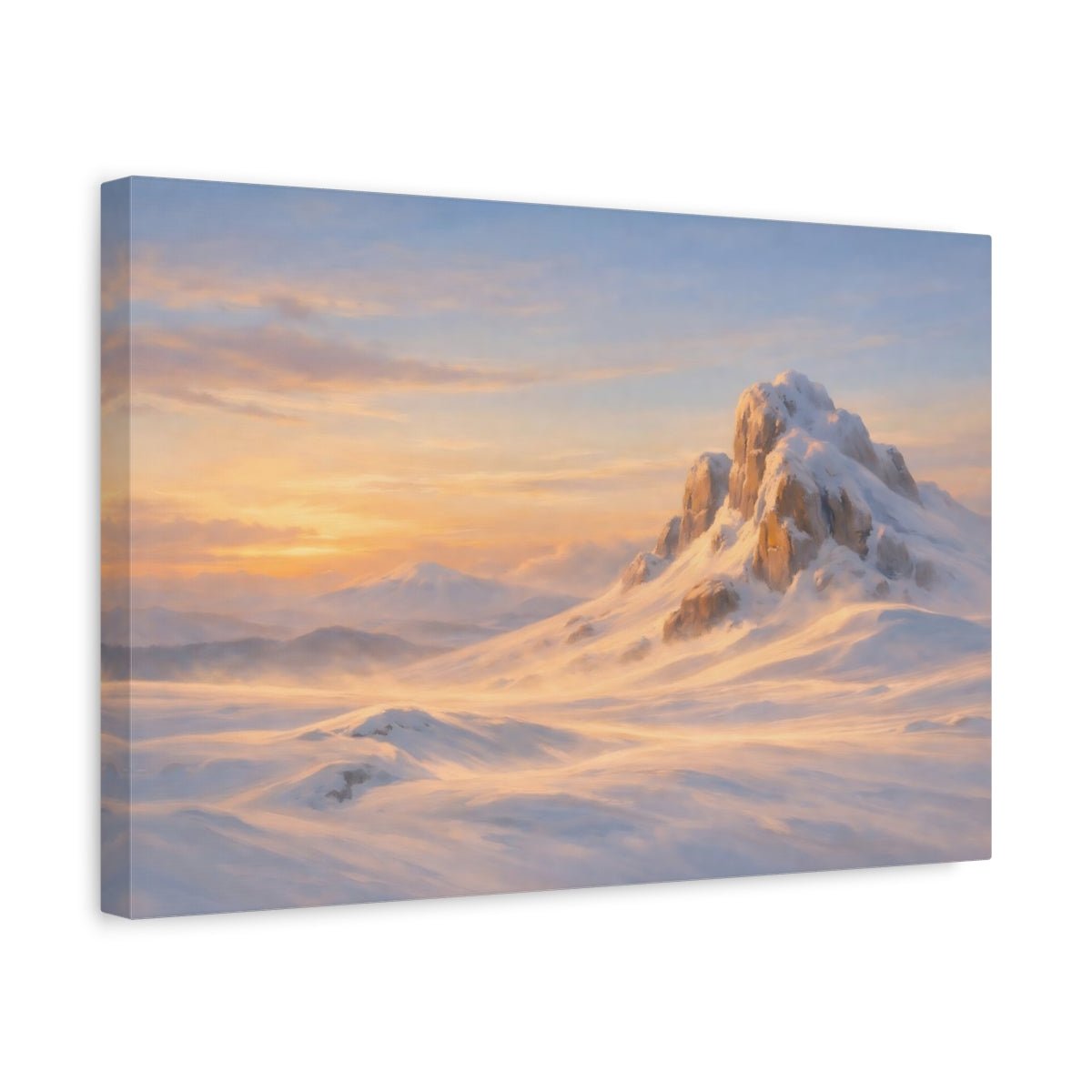 Nature Snowy Mountain Orange And Blue - Canvas Wall Art Print - YesArtYes