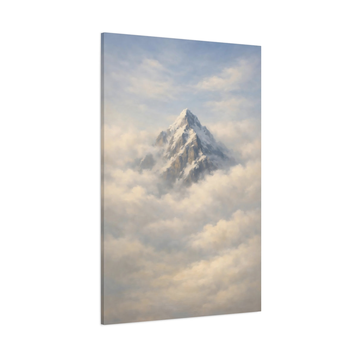 Main Mockup. Nature Snowy Mountain Snowy Mountain Clouds shown as stretched canvas wall art