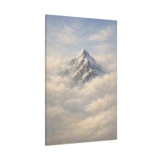 Main Mockup. Nature Snowy Mountain Snowy Mountain Clouds shown as stretched canvas wall art