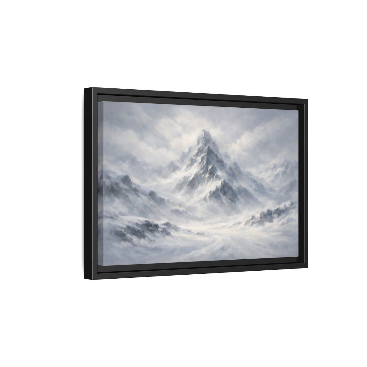 Side Mockup 6. Nature Snowy Mountain White And Grey Mountain shown as stretched canvas wall art