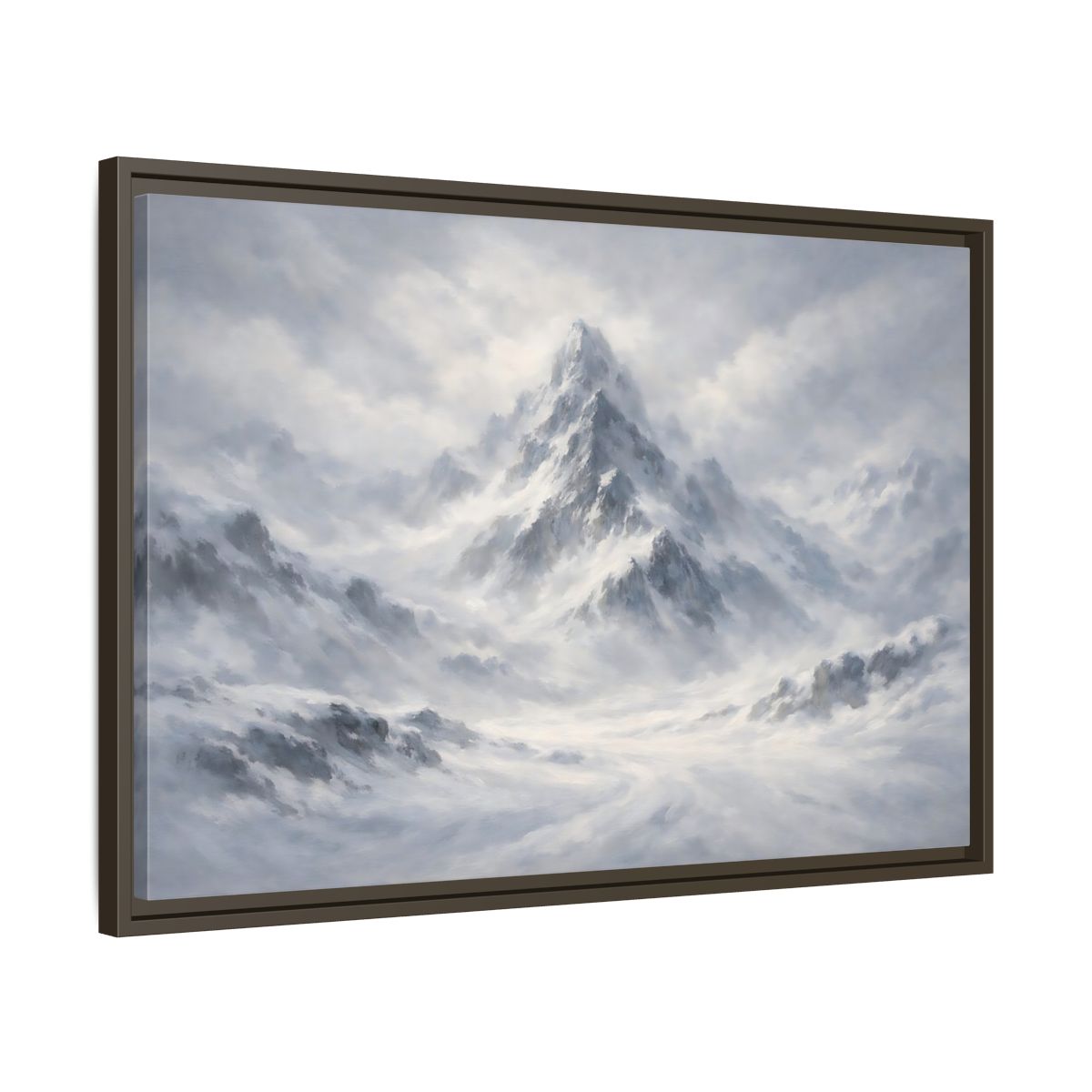 Side Mockup 11. Nature Snowy Mountain White And Grey Mountain shown as stretched canvas wall art