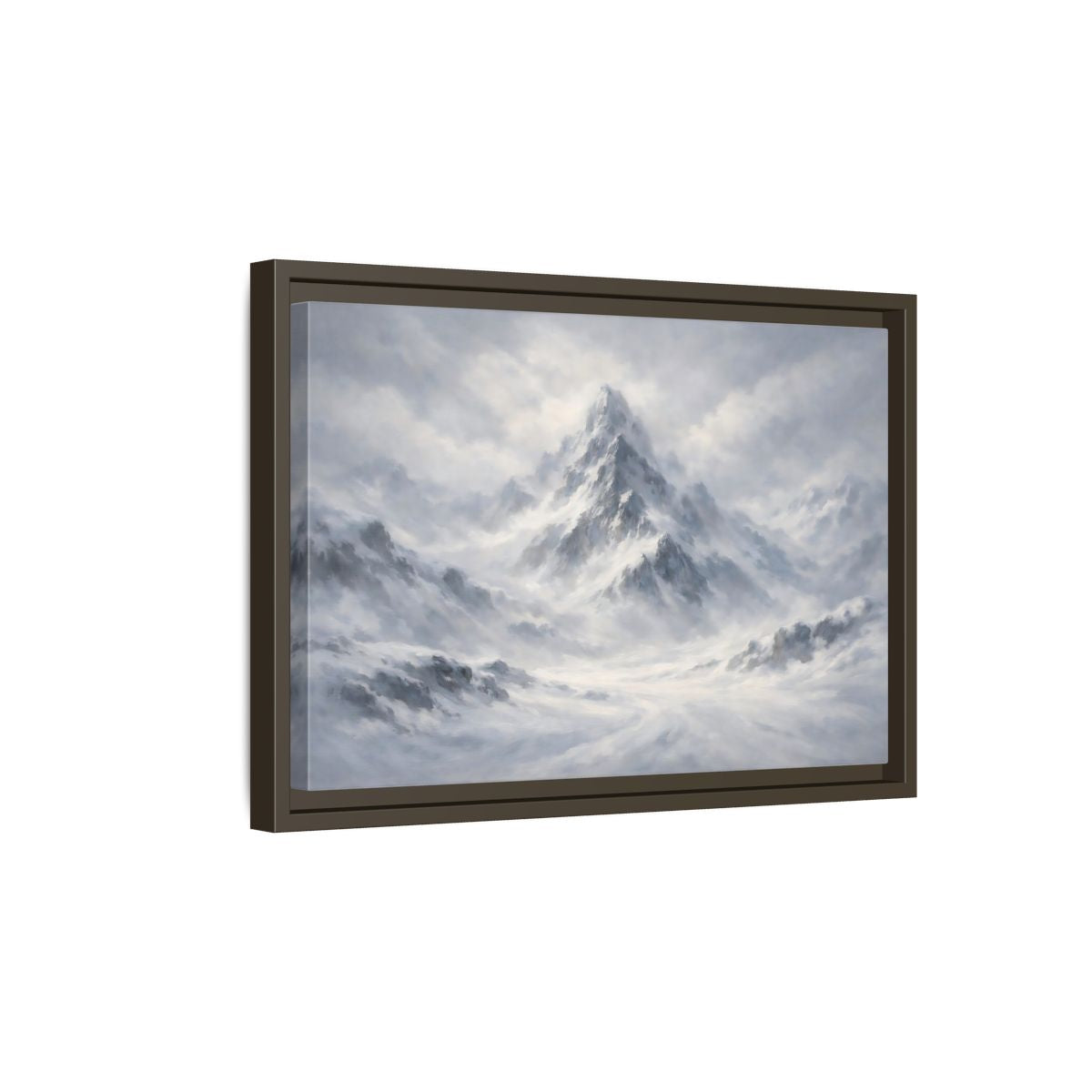 Side Mockup 5. Nature Snowy Mountain White And Grey Mountain shown as stretched canvas wall art