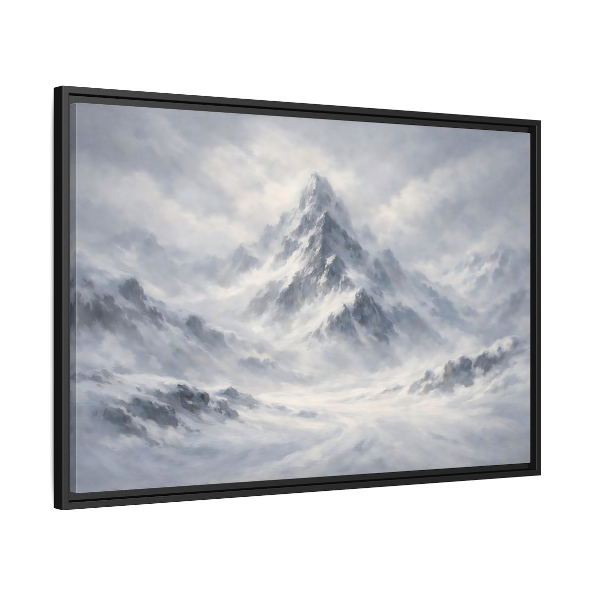 Side Mockup 13. Nature Snowy Mountain White And Grey Mountain shown as stretched canvas wall art