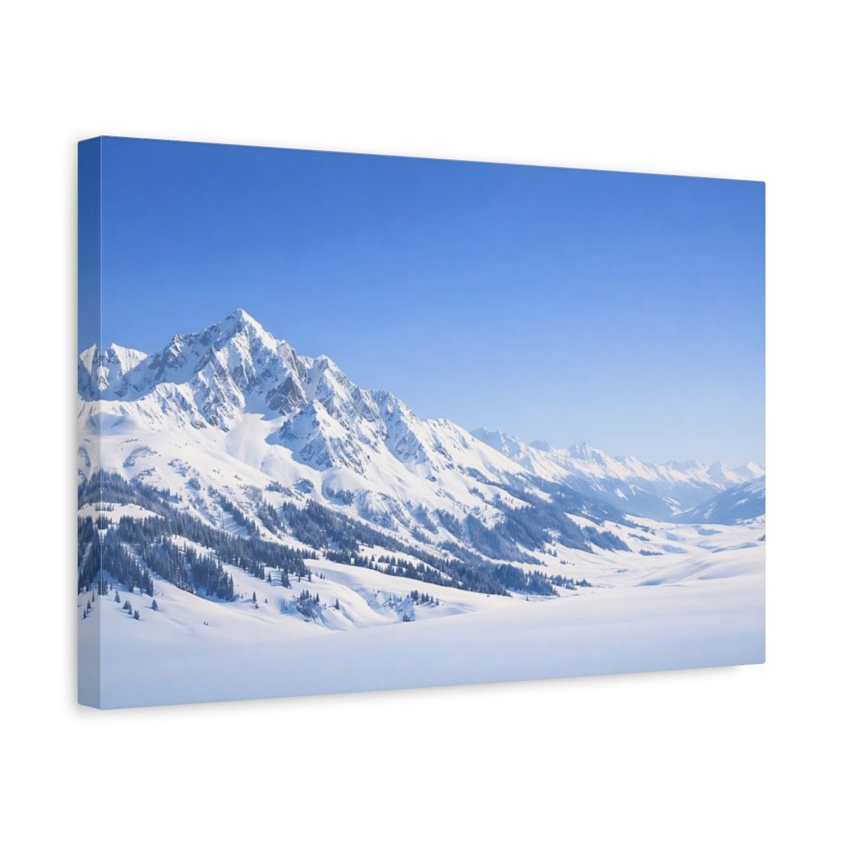 Nature Snowy Mountains Blue And White - Canvas Wall Art Print - YesArtYes