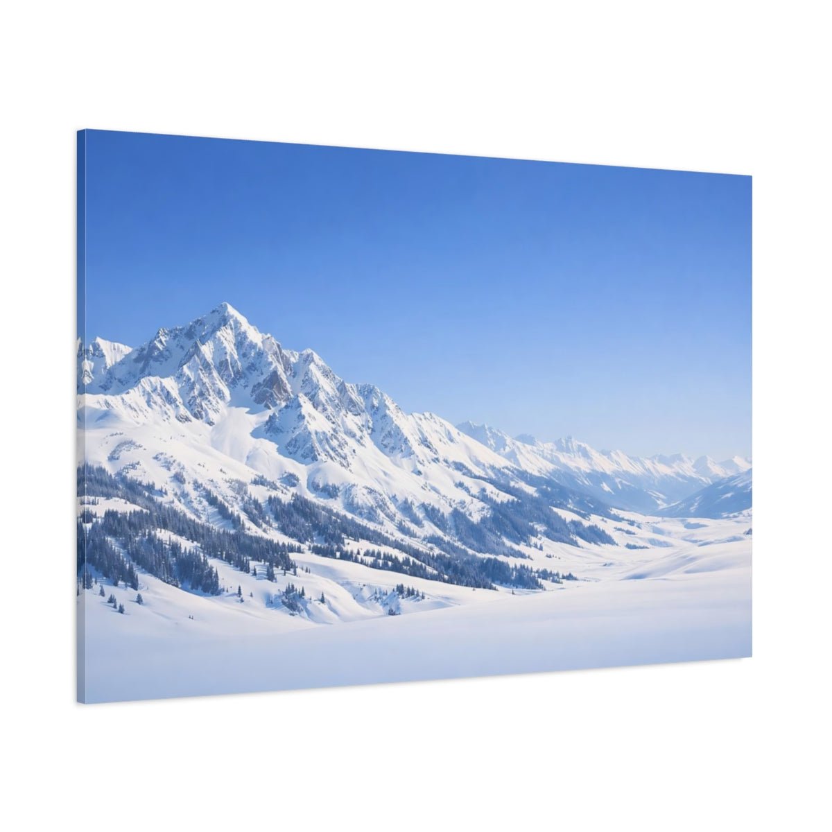 Nature Snowy Mountains Blue And White - Canvas Wall Art Print - YesArtYes