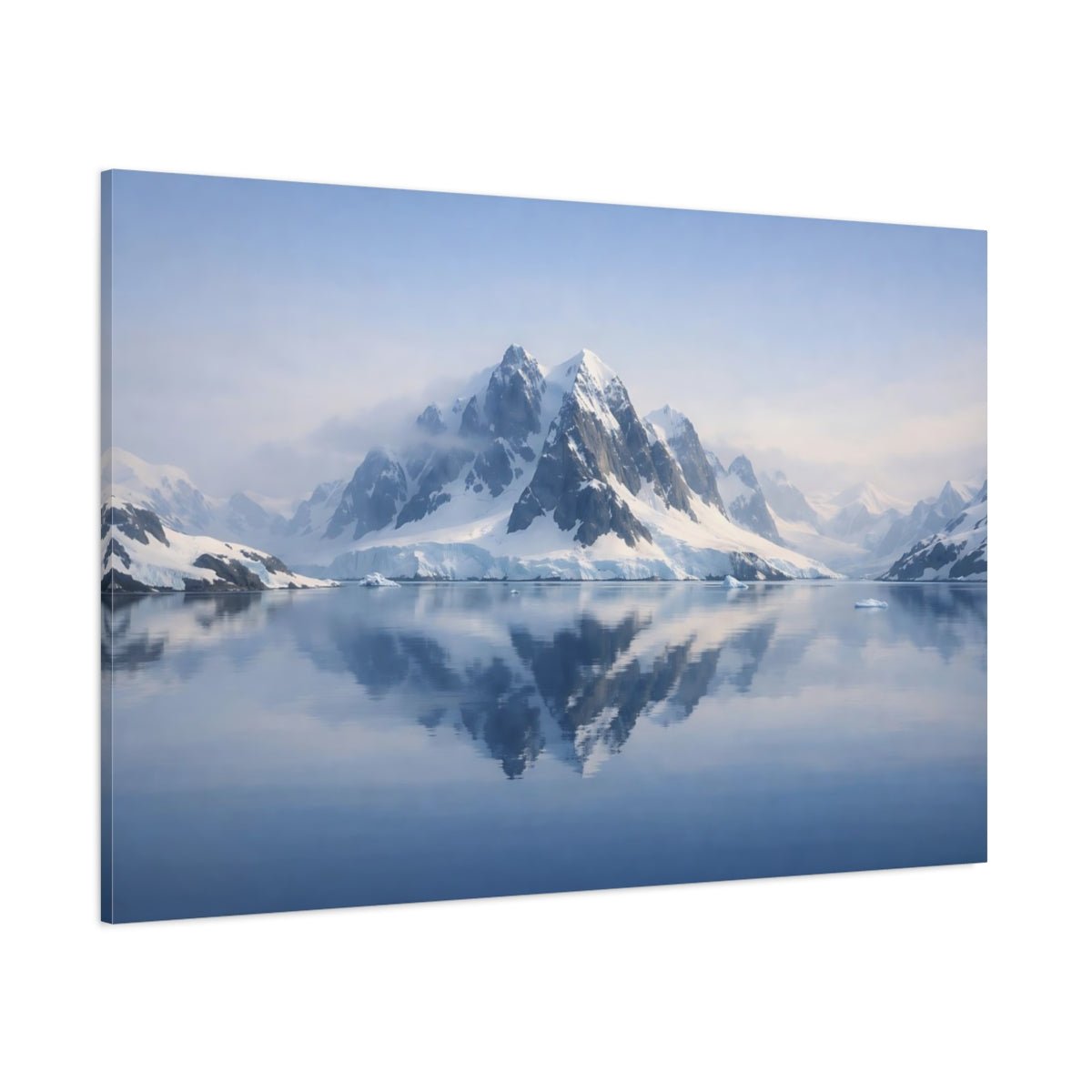 Nature Snowy Mountains Blue And White Landscape - Canvas Wall Art Print - YesArtYes