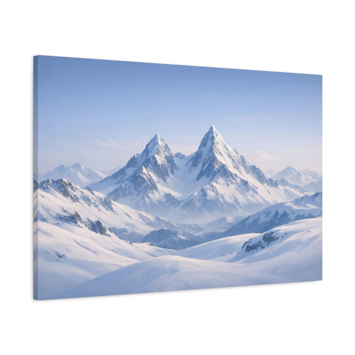 Nature Snowy Mountains Blue And White Landscape - Canvas Wall Art Print - YesArtYes