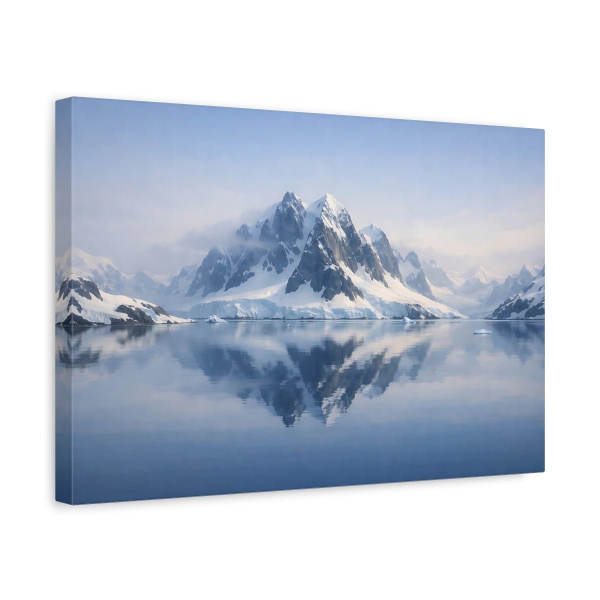 Nature Snowy Mountains Blue And White Landscape - Canvas Wall Art Print - YesArtYes