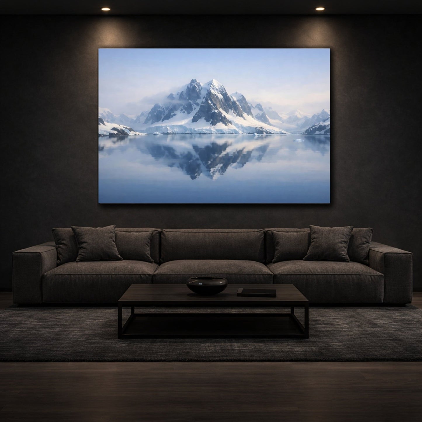 Nature Snowy Mountains Blue And White Landscape - Canvas Wall Art Print - YesArtYes