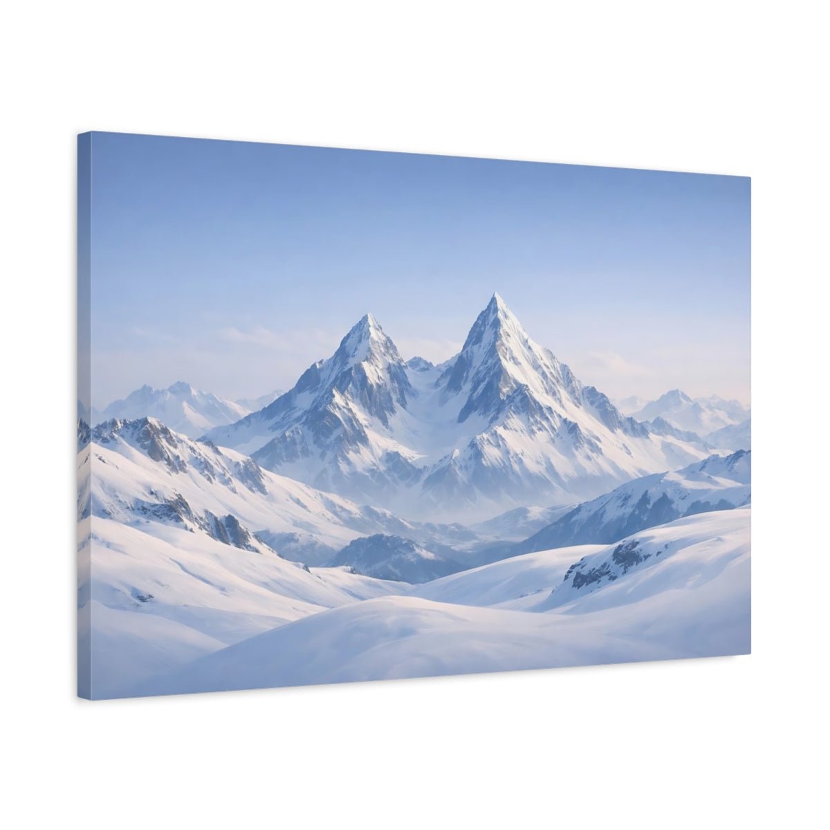 Nature Snowy Mountains Blue And White Landscape - Canvas Wall Art Print - YesArtYes