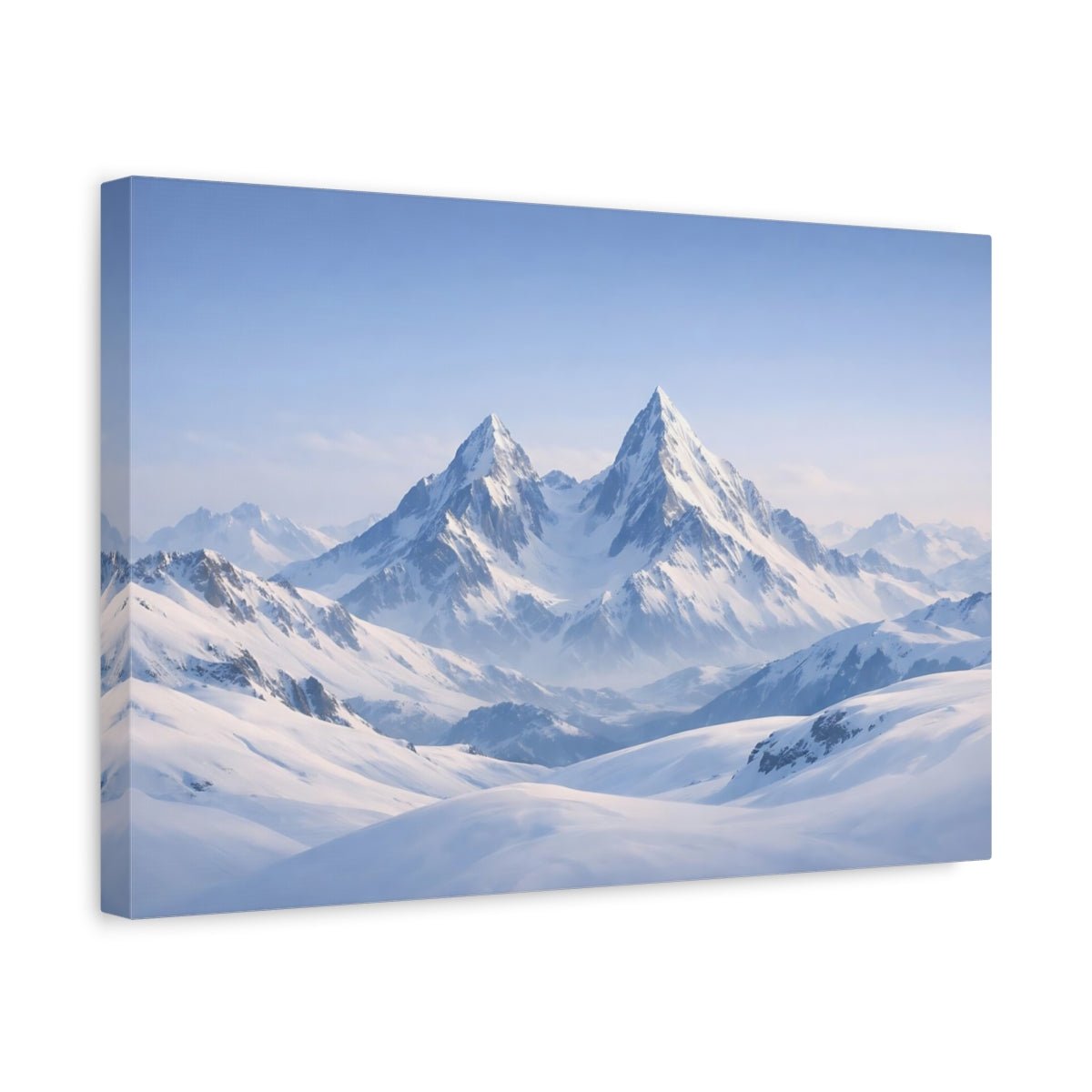 Nature Snowy Mountains Blue And White Landscape - Canvas Wall Art Print - YesArtYes