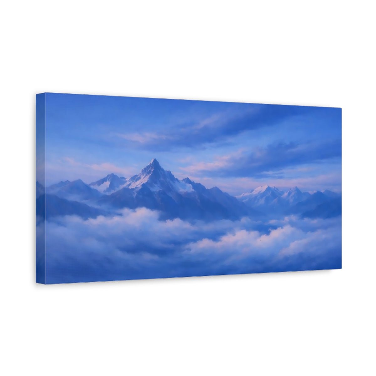 Nature Snowy Mountains Blue - Canvas Wall Art Print - YesArtYes