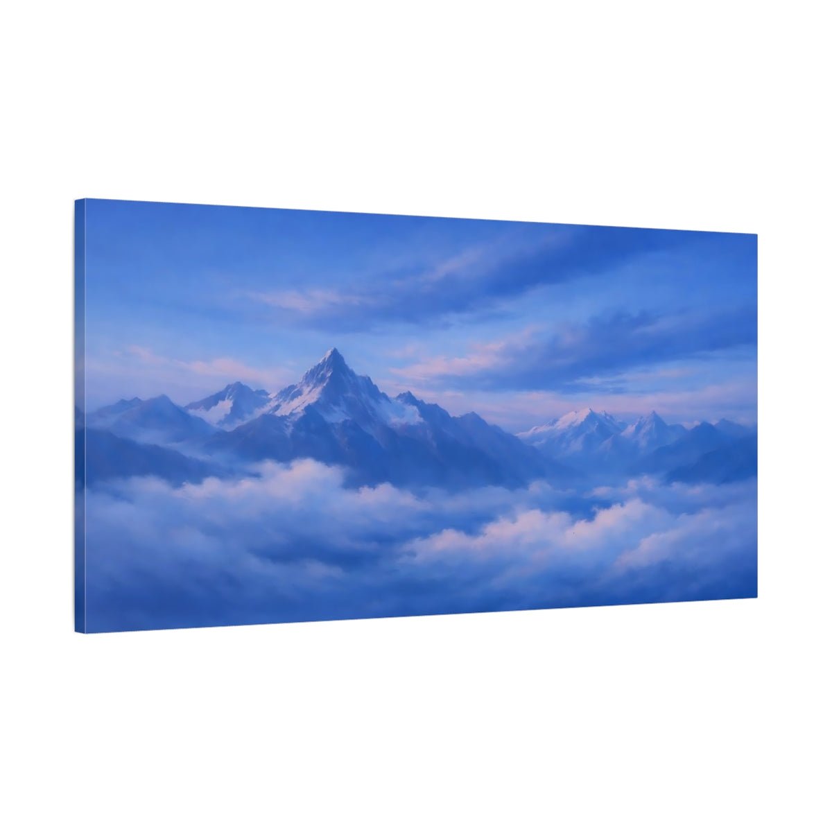 Nature Snowy Mountains Blue - Canvas Wall Art Print - YesArtYes