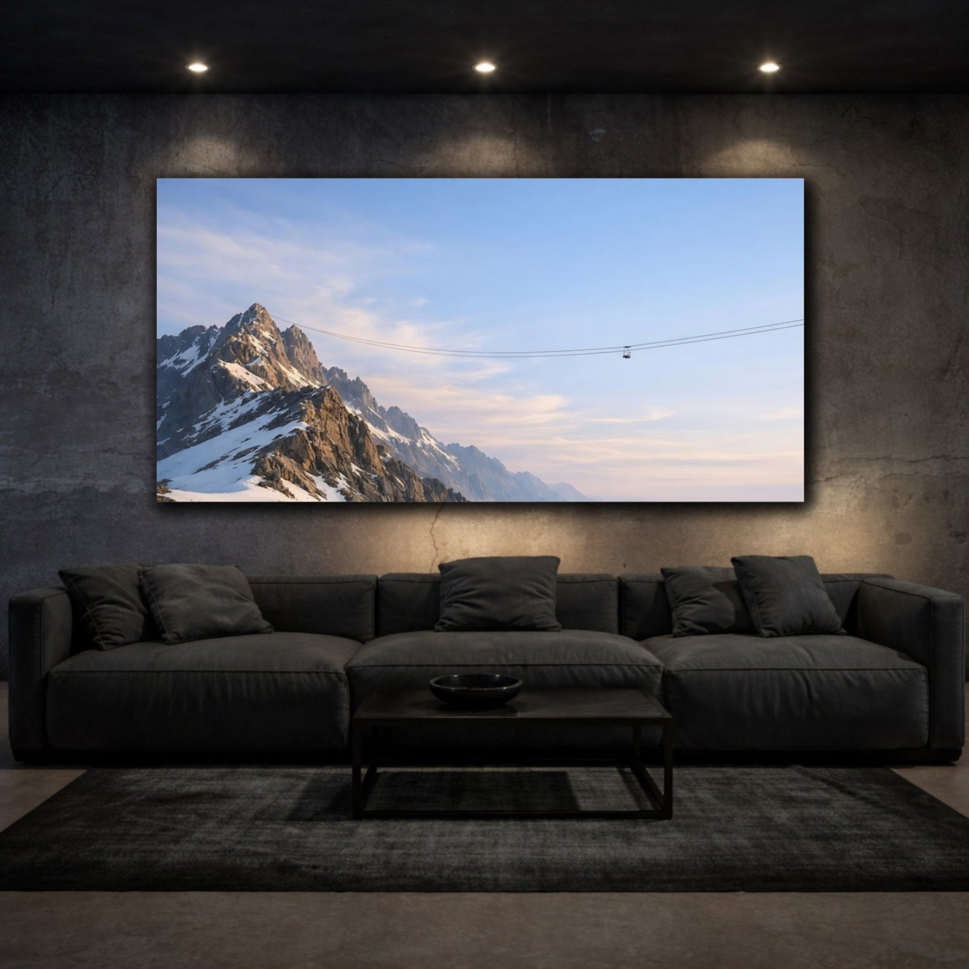 Nature Snowy Mountains Blue - Canvas Wall Art Print - YesArtYes