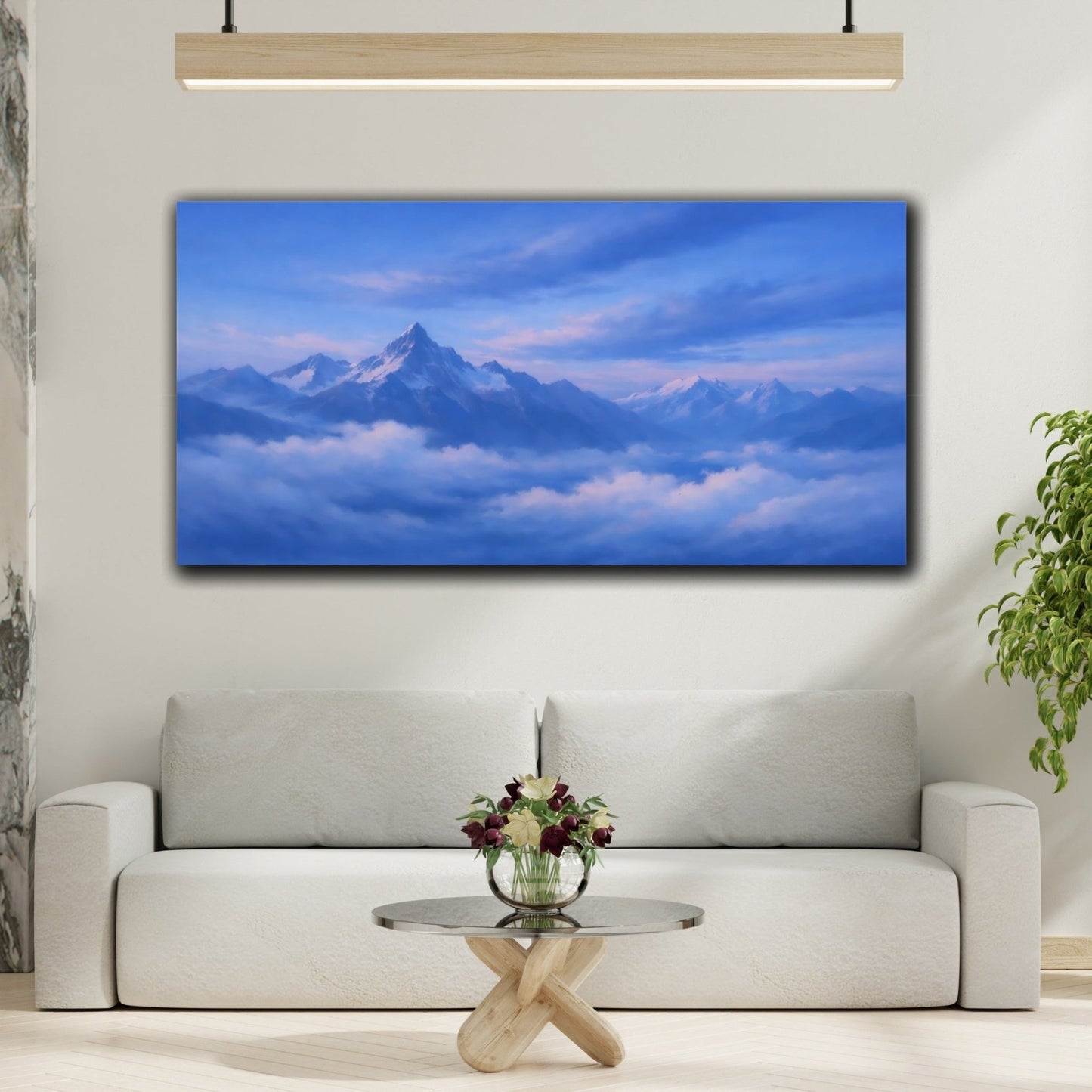 Nature Snowy Mountains Blue - Canvas Wall Art Print - YesArtYes