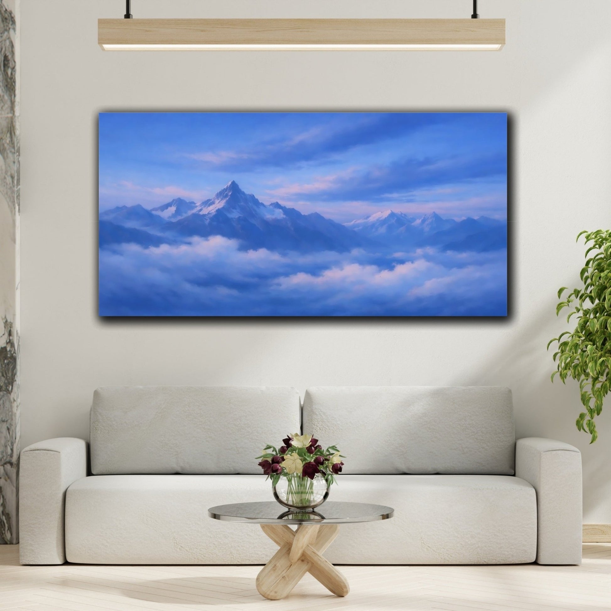 Nature Snowy Mountains Blue - Canvas Wall Art Print - YesArtYes