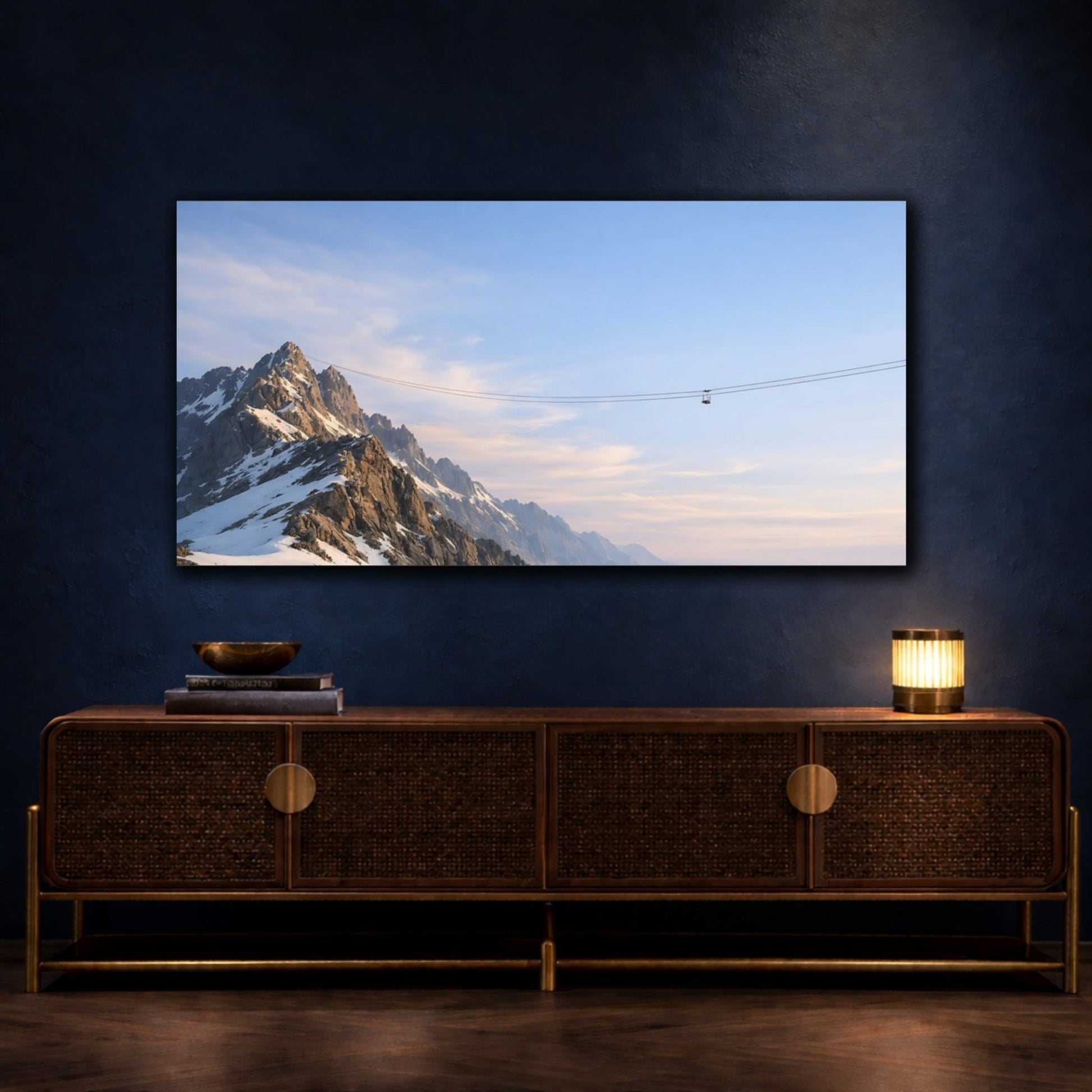 Nature Snowy Mountains Blue - Canvas Wall Art Print - YesArtYes