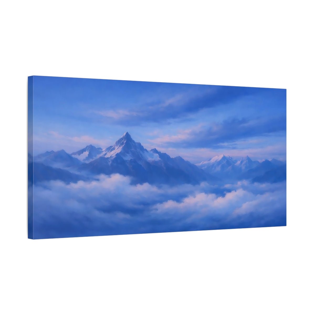 Nature Snowy Mountains Blue - Canvas Wall Art Print - YesArtYes
