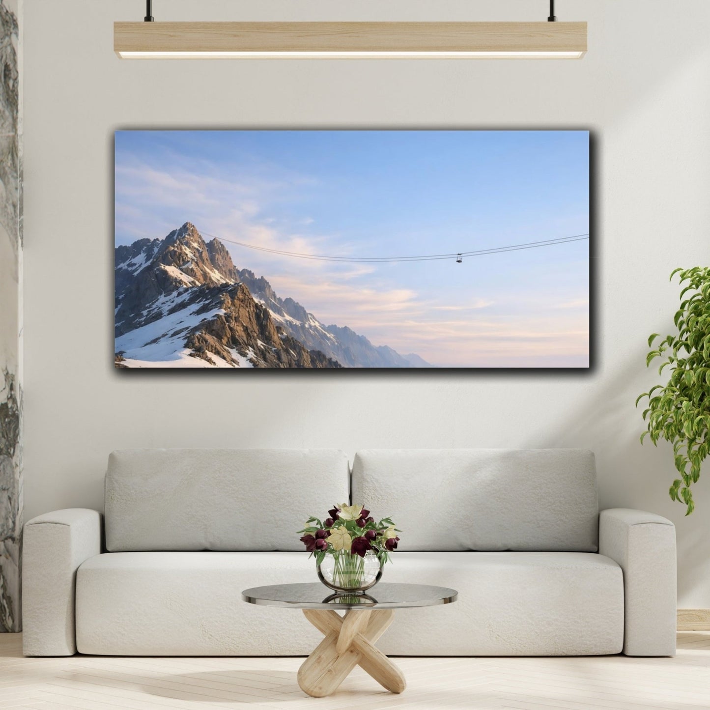 Nature Snowy Mountains Blue - Canvas Wall Art Print - YesArtYes