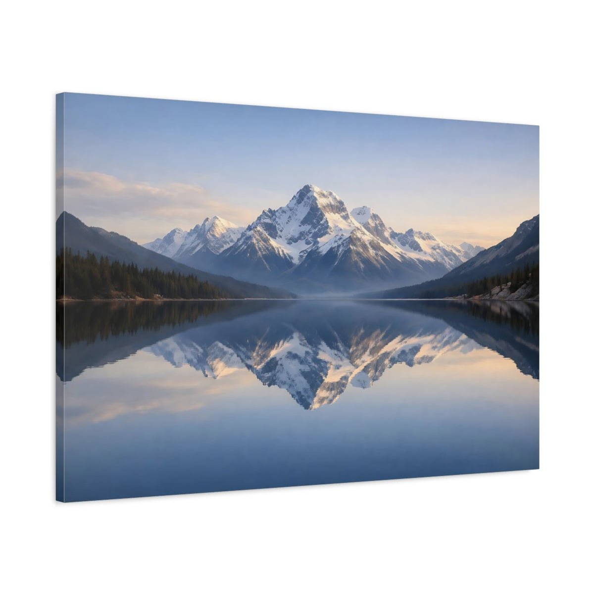Nature Snowy Mountains Blue Lake - Canvas Wall Art Print - YesArtYes