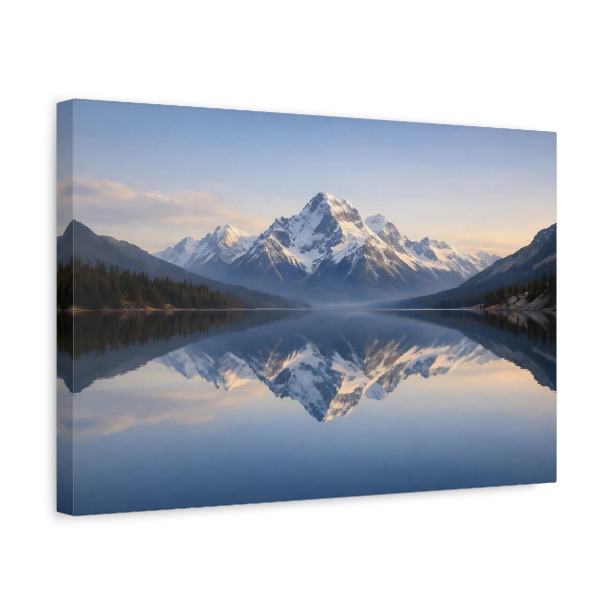 Nature Snowy Mountains Blue Lake - Canvas Wall Art Print - YesArtYes