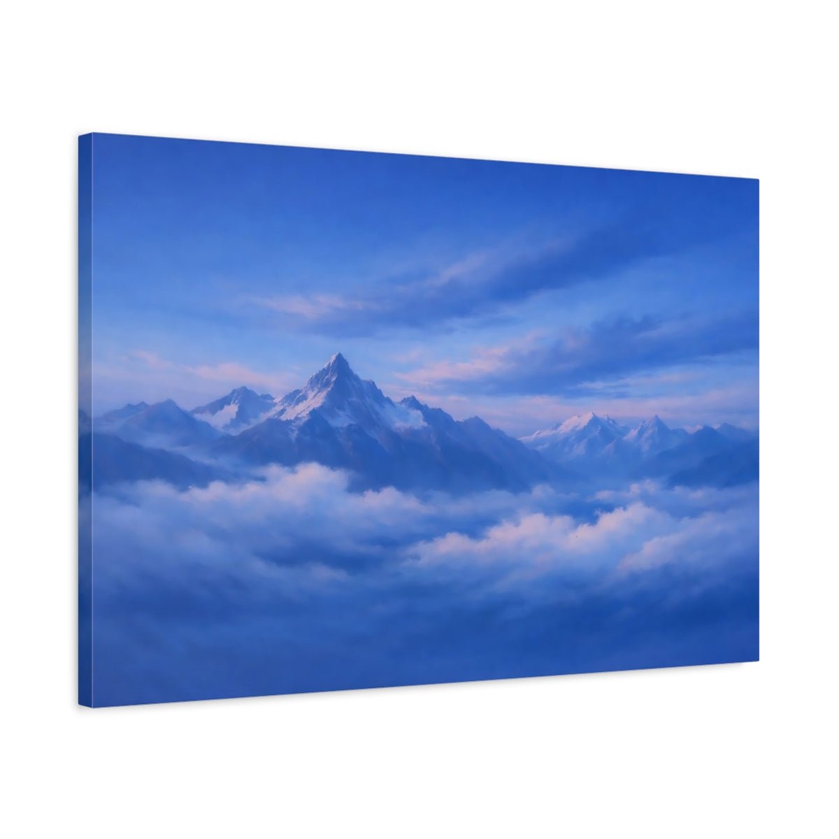 Nature Snowy Mountains Blue Landscape - Canvas Wall Art Print - YesArtYes