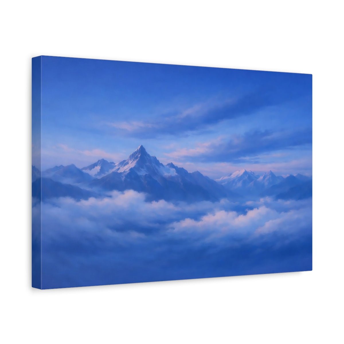 Nature Snowy Mountains Blue Landscape - Canvas Wall Art Print - YesArtYes