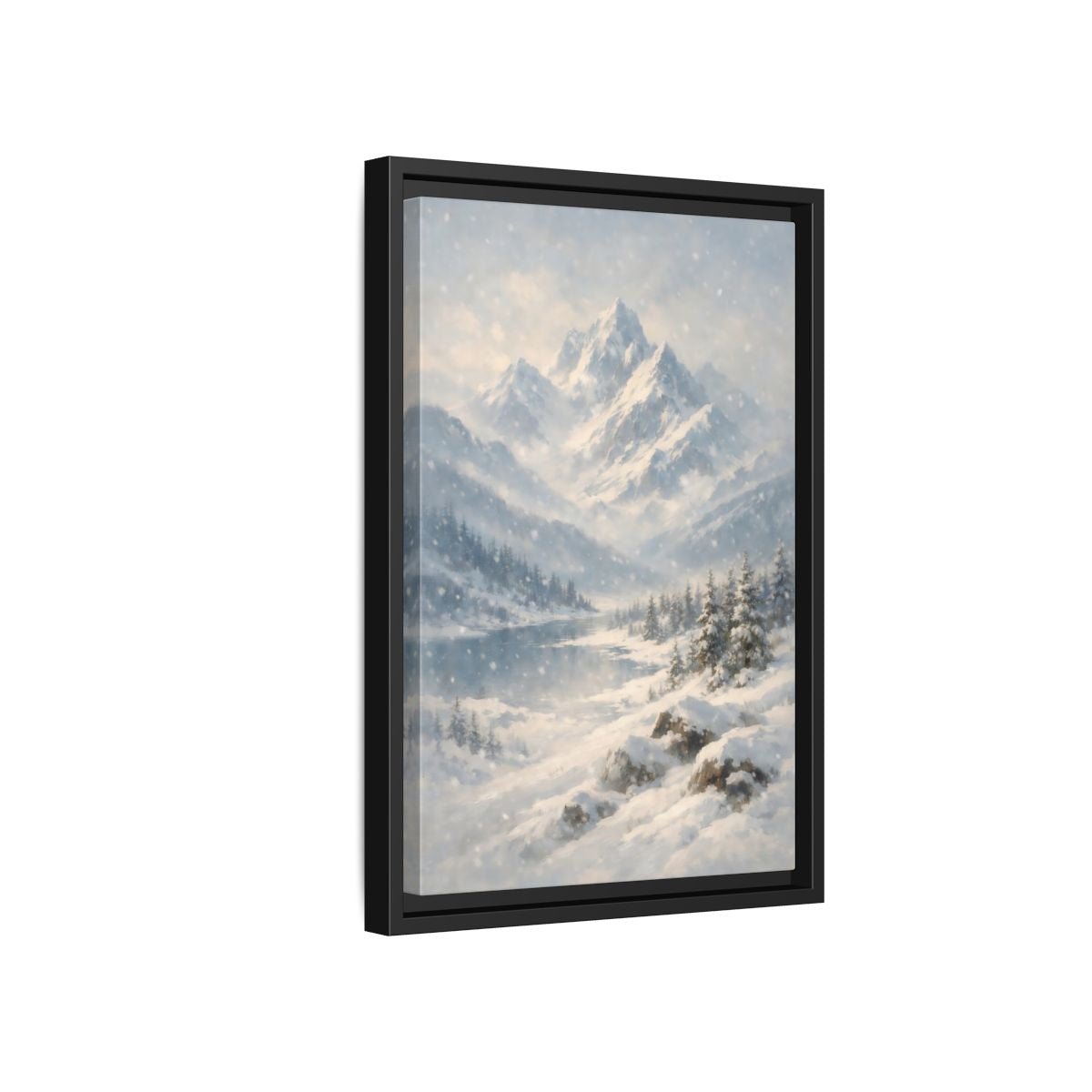Nature Snowy Mountains Landscape - Framed Canvas Wall Art Print - YesArtYes