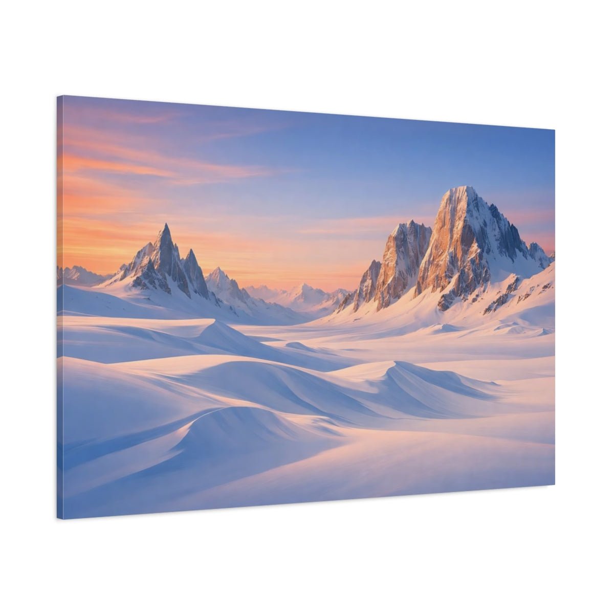 Nature Snowy Mountains Pink And Blue - Canvas Wall Art Print - YesArtYes