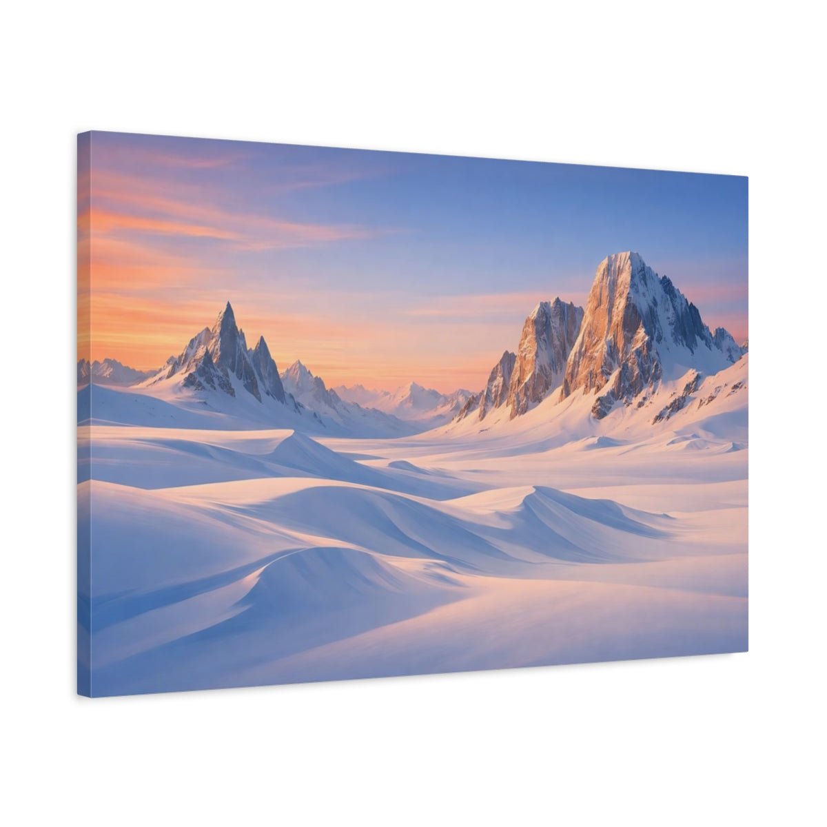 Nature Snowy Mountains Pink And Blue - Canvas Wall Art Print - YesArtYes