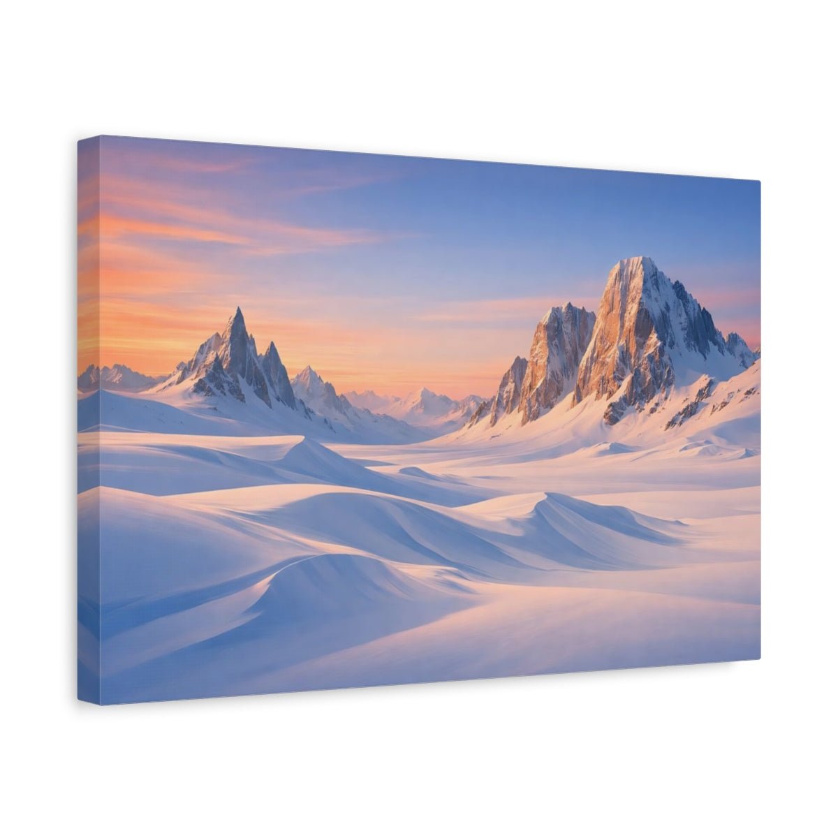 Nature Snowy Mountains Pink And Blue - Canvas Wall Art Print - YesArtYes