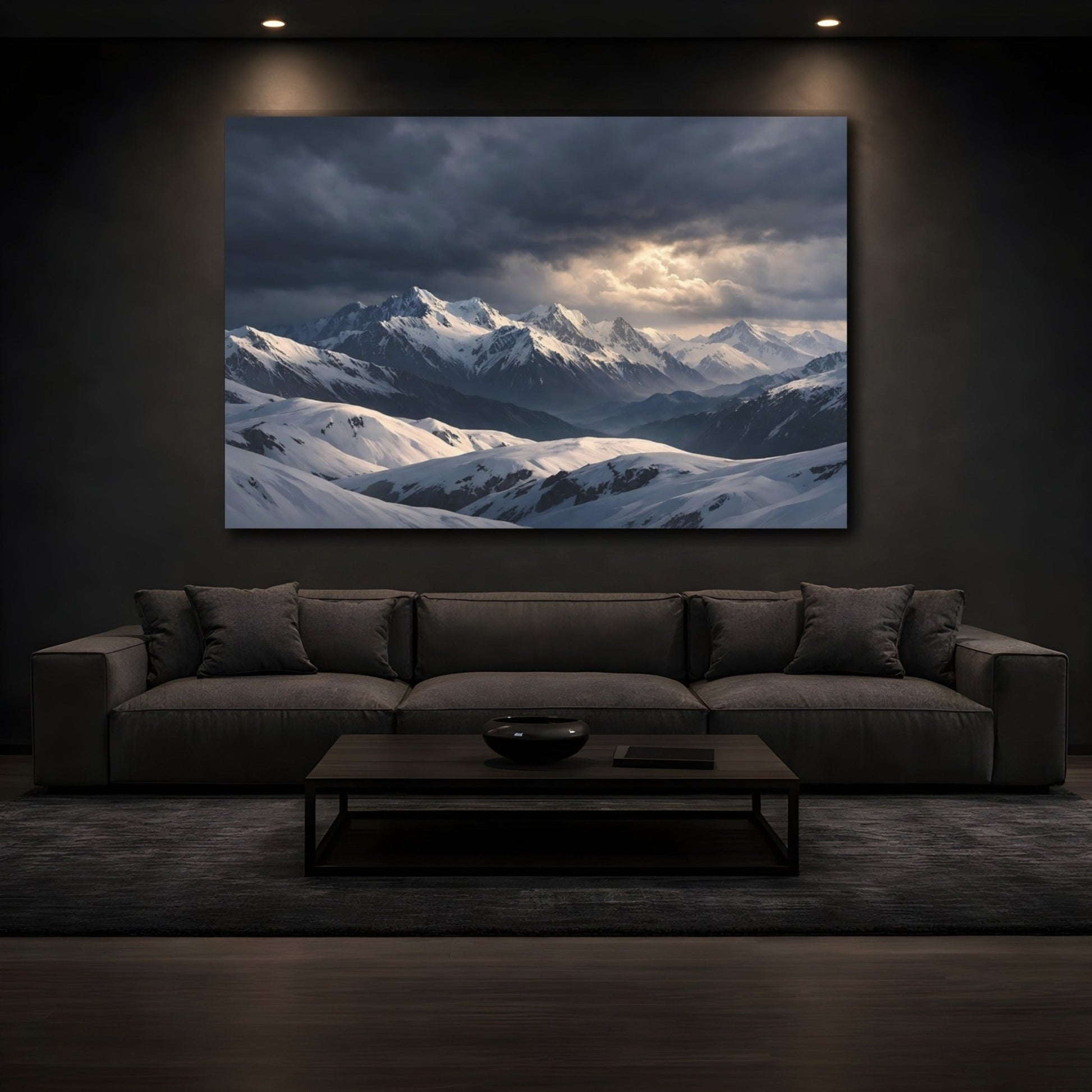 Nature Snowy Mountains Snow - Canvas Wall Art Print - YesArtYes
