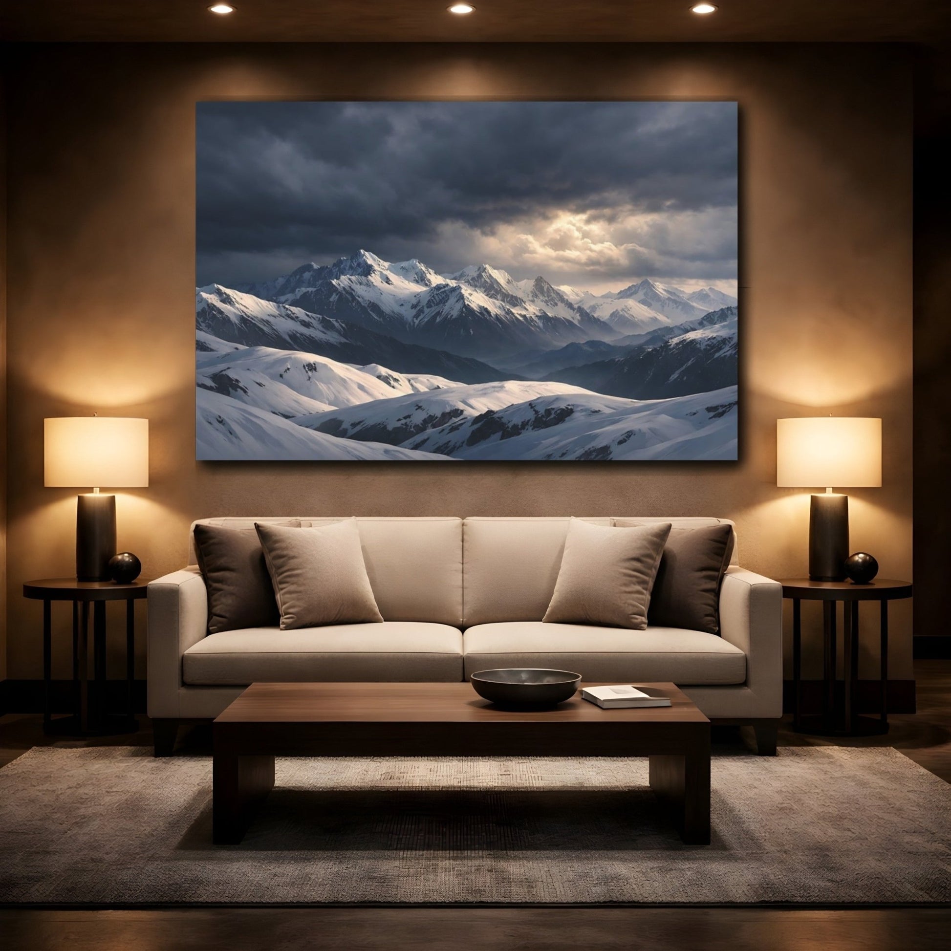 Nature Snowy Mountains Snow - Canvas Wall Art Print - YesArtYes