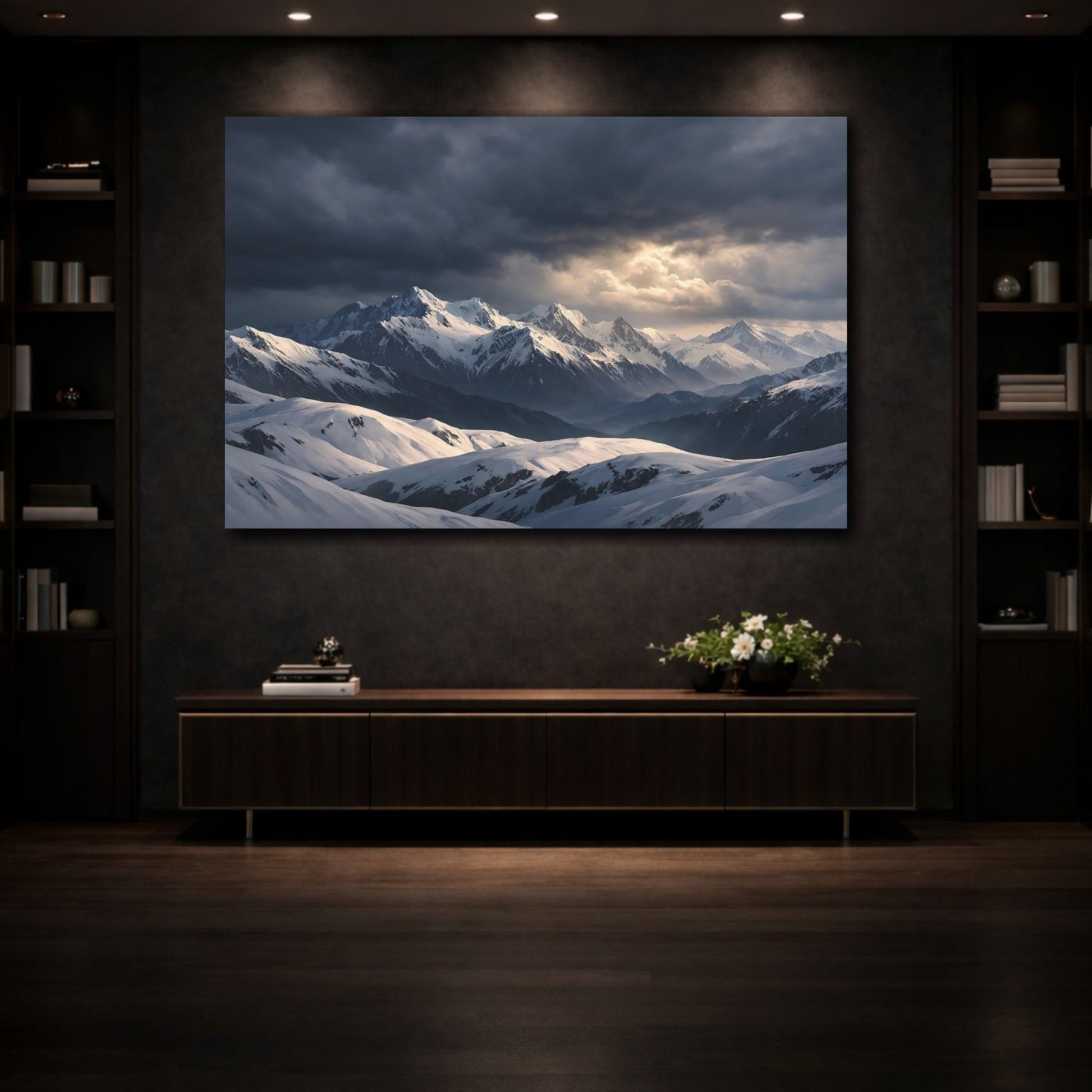 Nature Snowy Mountains Snow - Canvas Wall Art Print - YesArtYes
