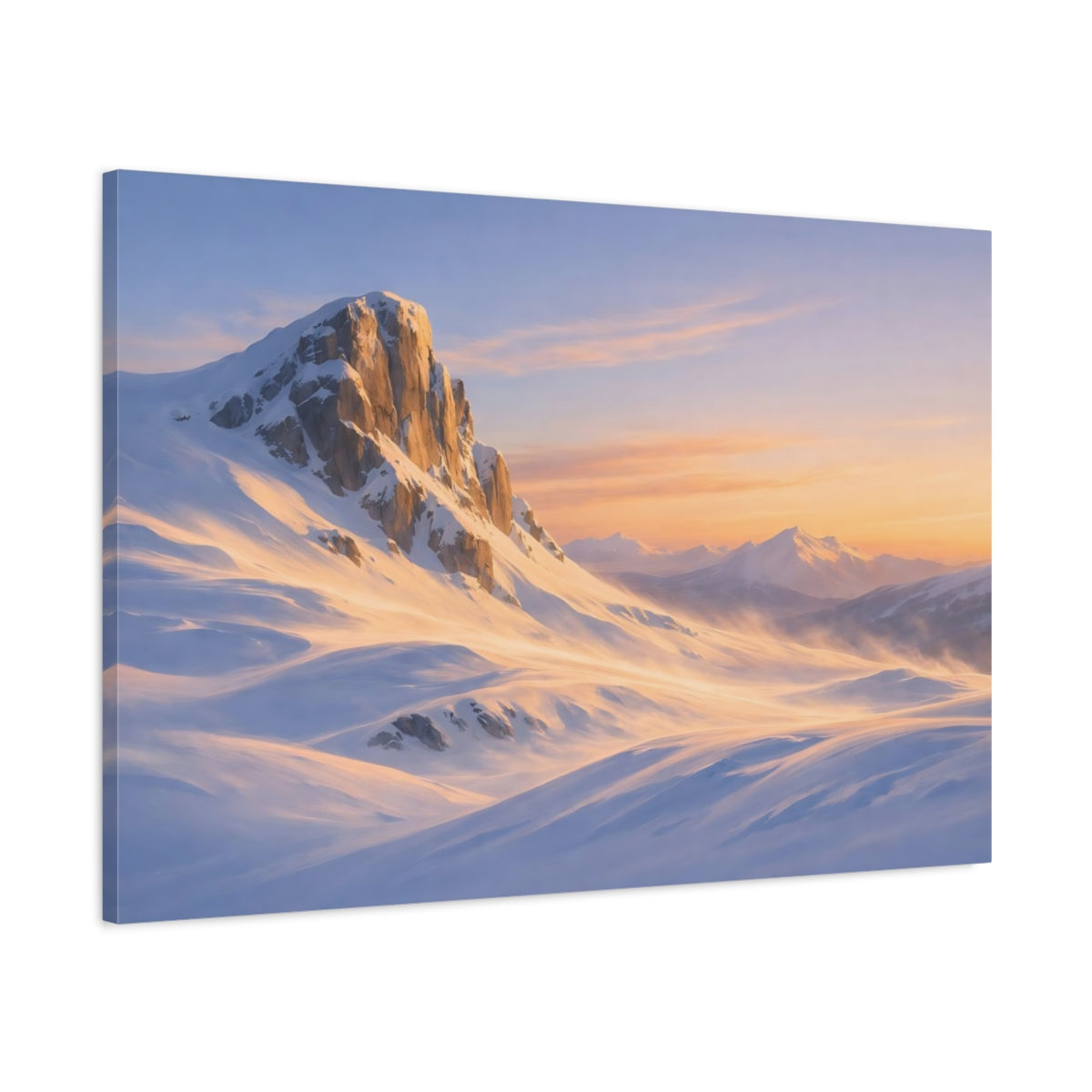 Main Mockup. Nature Snowy Mountains Snowy Mountain shown as stretched canvas wall art