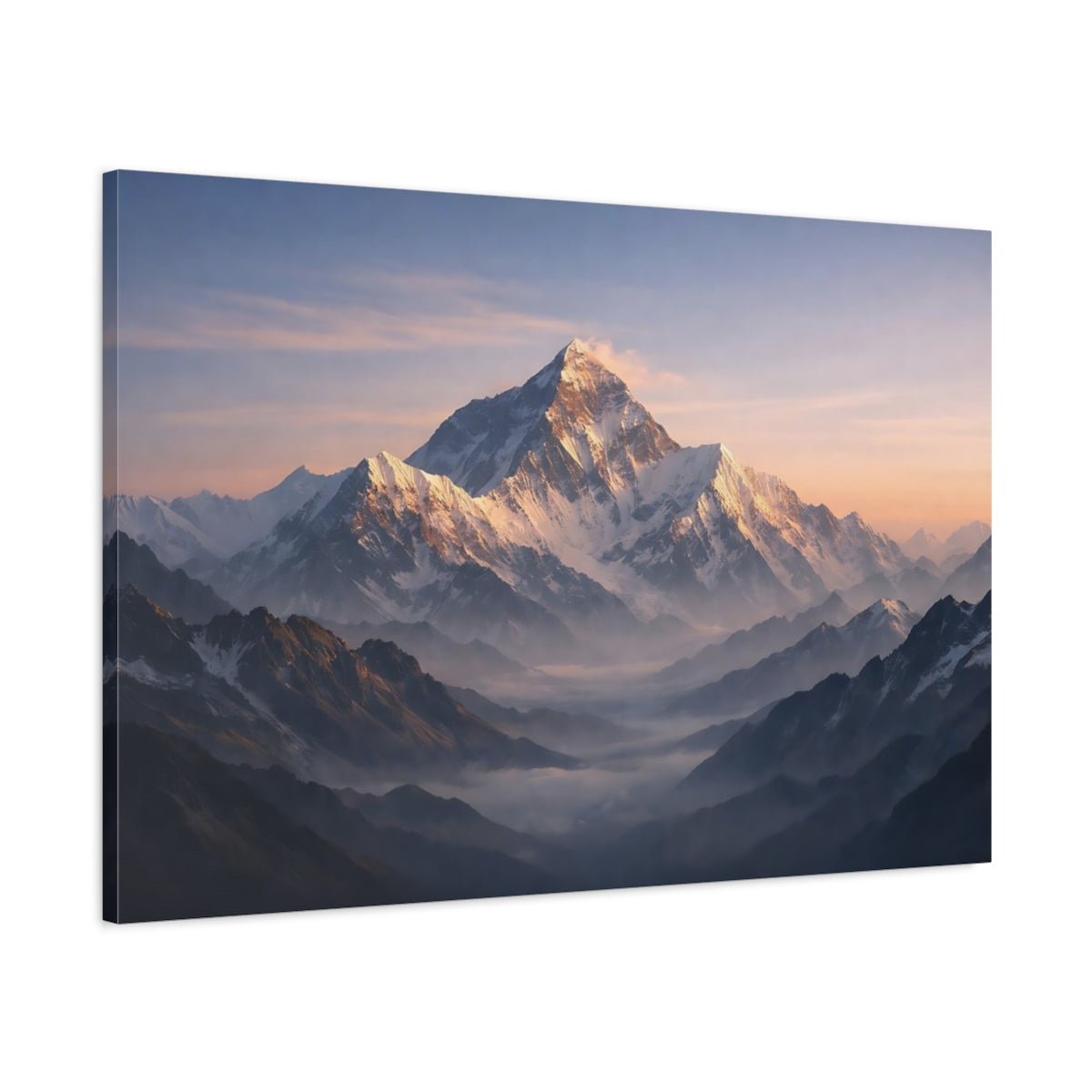 Nature Snowy Mountains Sunrise - Canvas Wall Art Print - YesArtYes