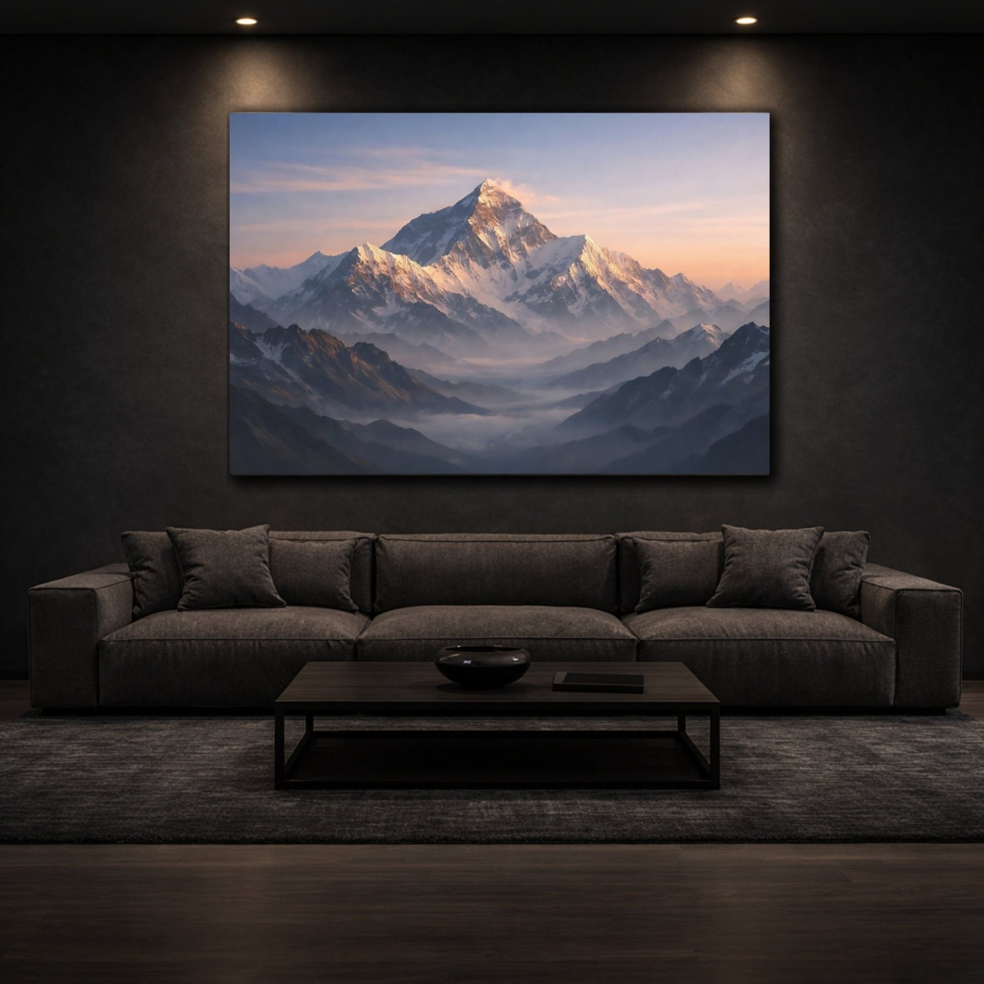Nature Snowy Mountains Sunrise - Canvas Wall Art Print - YesArtYes