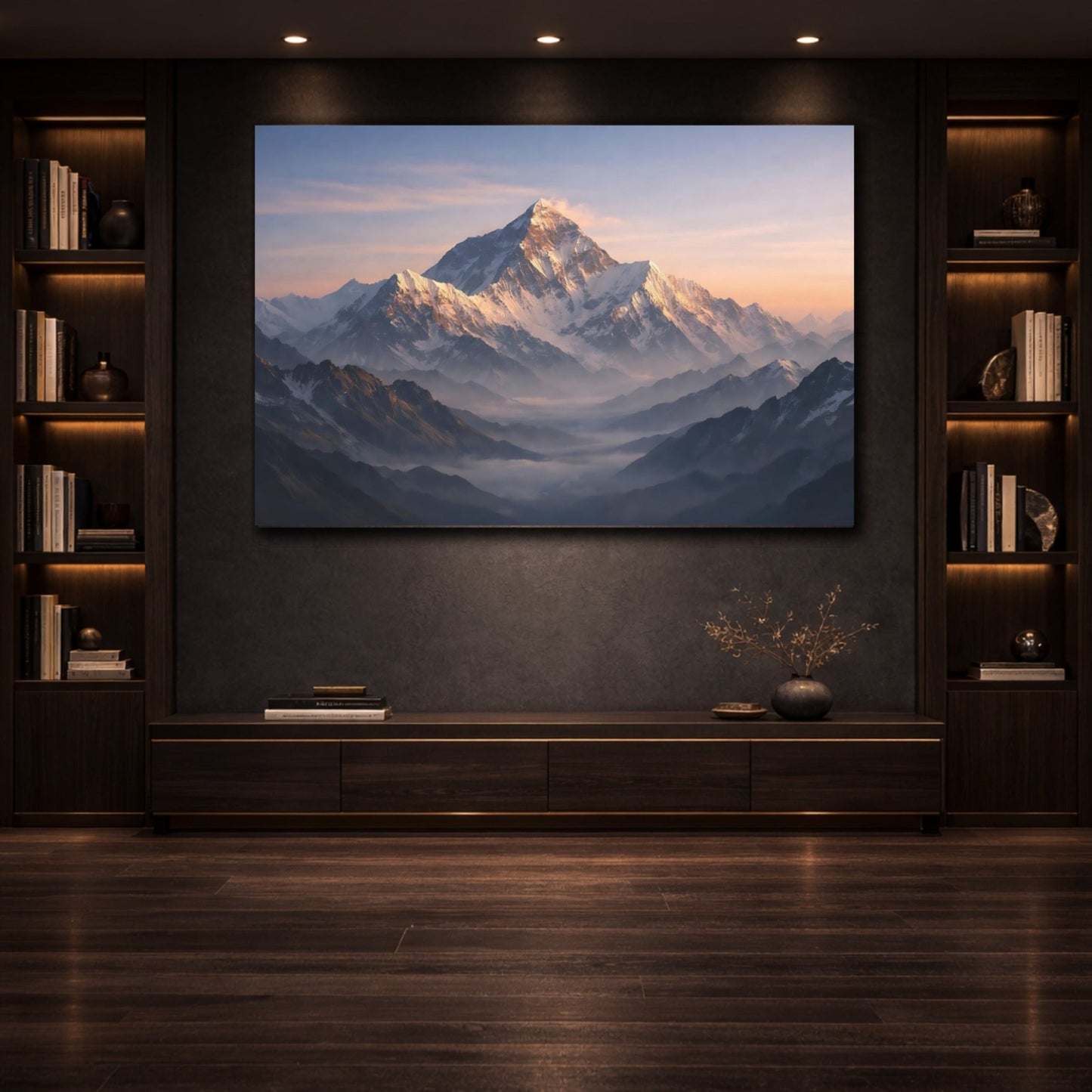 Nature Snowy Mountains Sunrise - Canvas Wall Art Print - YesArtYes
