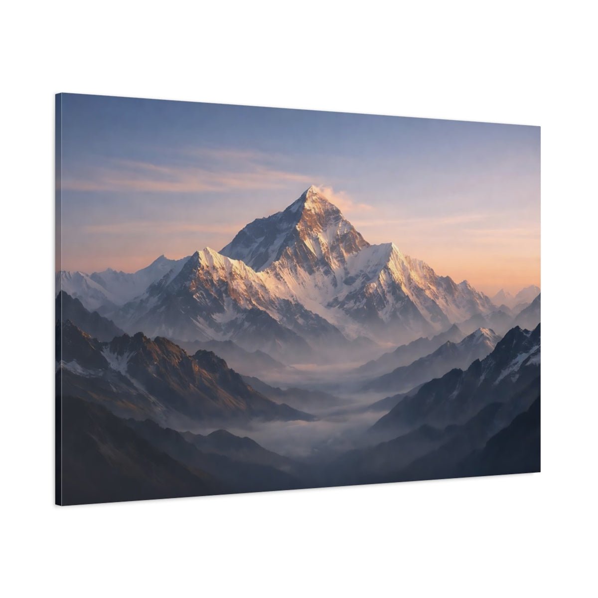 Nature Snowy Mountains Sunrise - Canvas Wall Art Print - YesArtYes