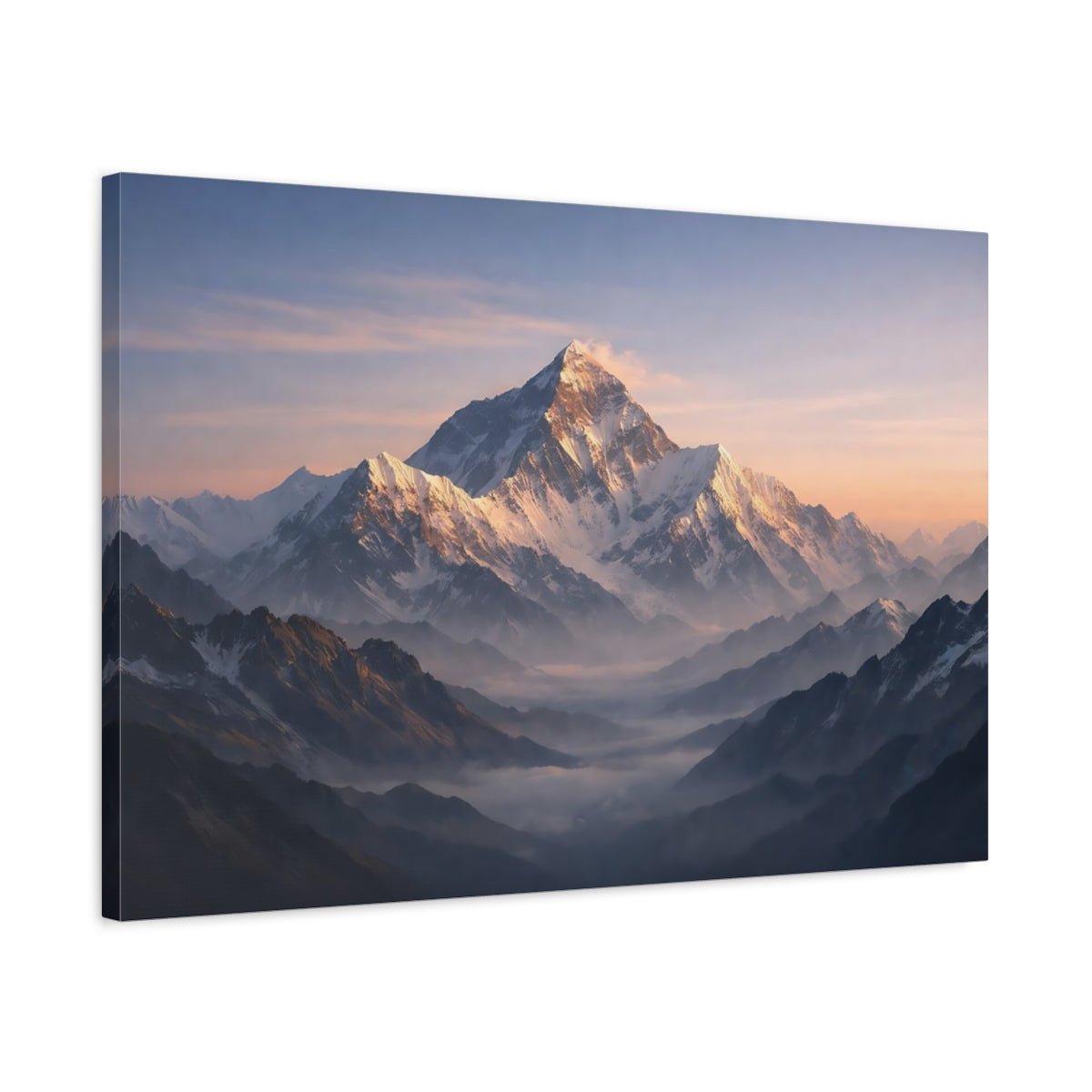 Nature Snowy Mountains Sunrise - Canvas Wall Art Print - YesArtYes