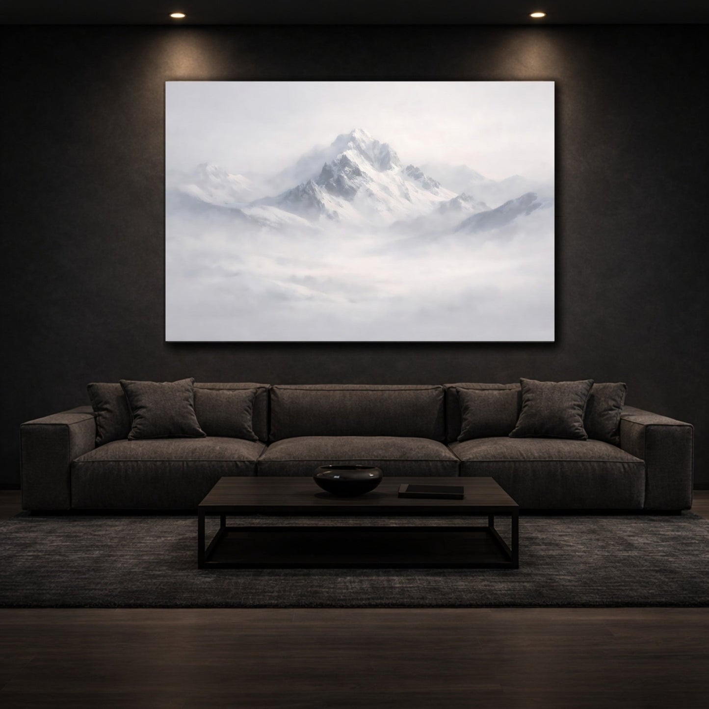 Nature Snowy Mountains White And Grey - Canvas Wall Art Print - YesArtYes