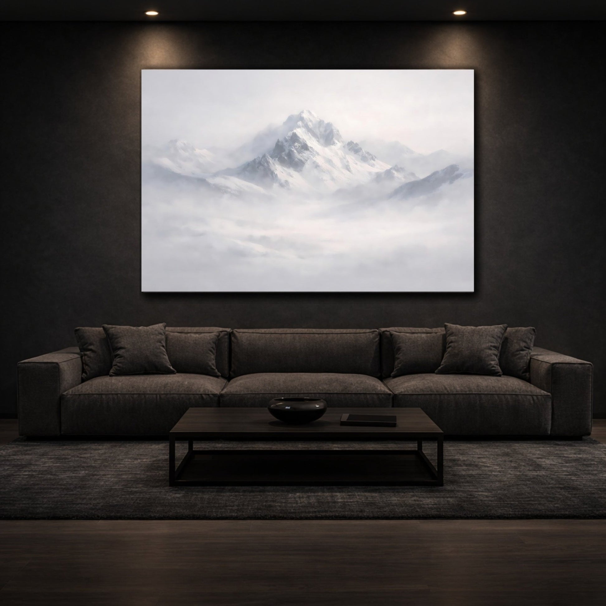 Nature Snowy Mountains White And Grey - Canvas Wall Art Print - YesArtYes